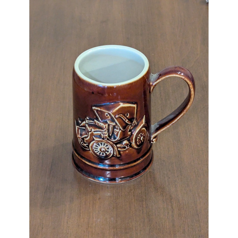 Vintage 1974 Hall Pottery Ohio AAA Mug 1905 Pierce Stanhope Antique Car USA Made - Picture 1 of 5